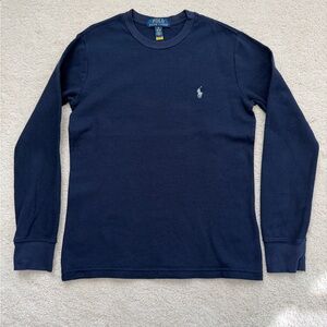 Boys size M Polo by Ralph Lauren long sleeve thermal T-shirt in navy.